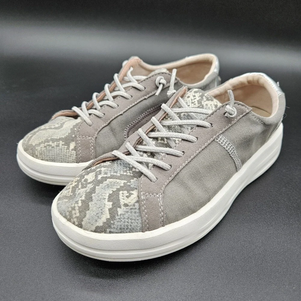 Hey Dude (Womens Size 7) Karina Silver Python Shoes Slip On Sneakers Gray Loafer